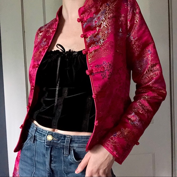 1994 Old Navy Hot Pink Asian Brocade Jacket - Picture 4 of 8